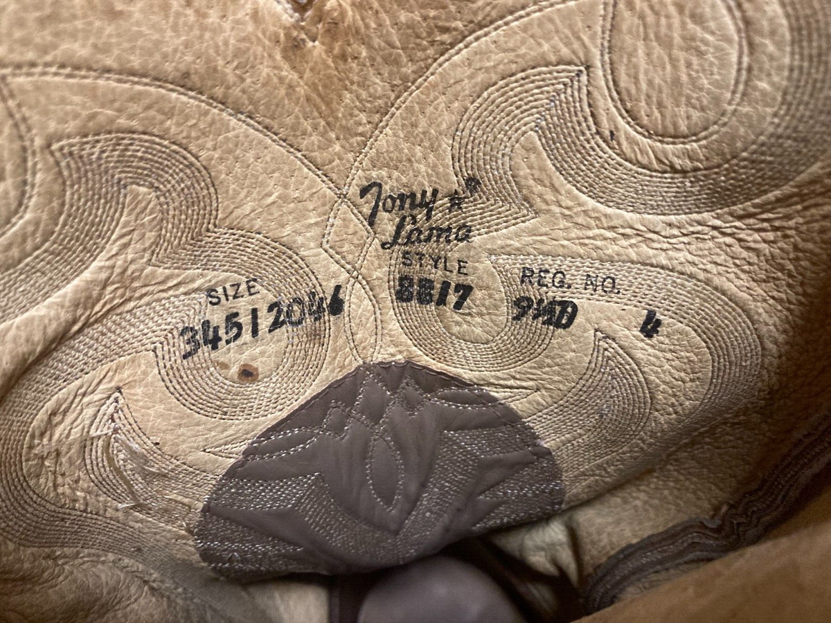 TONY LAMA 8817 TAUPE BEIGE TONED LIZARD LEATHER COWBOY BOOTS Men\'s Size 7.5 D Tony Lama Cowboy Western Ranch Lizard Skin Exotic Leather  main image 2