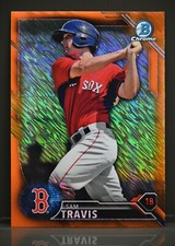 2016 Bowman Chrome #BCP229 Sam Travis Orange Shimmer Refractor Boston Red Sox