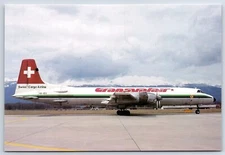Airplane Postcard Transvalair Canadair Airlines CL044 HB-IEO at Geneva DA5