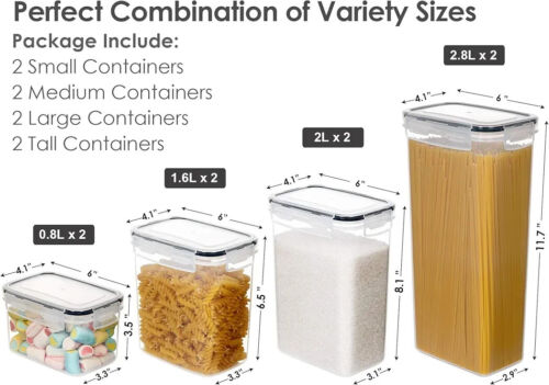 Airtight Food Storage Containers with Lids, 8PCS BPA Free Kitchen Canisters for - Picture 5 of 6