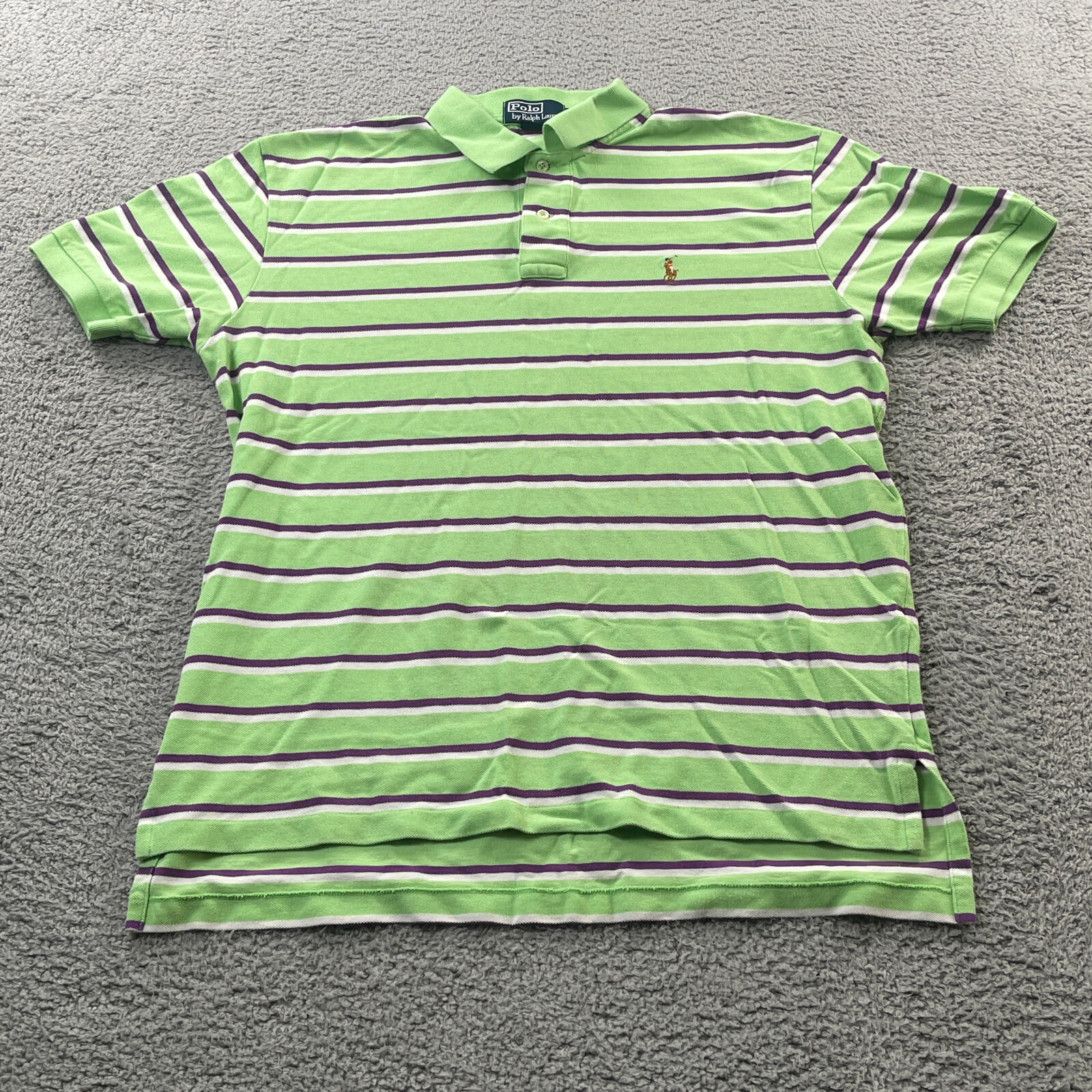 Polo Ralph Lauren camicia uomo grande verde maglia carne pony preparazione casual