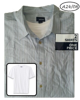 BASIC NEW Blue Grey Stripes Cotton Mens Shirts Big Tall 4XL QCO
