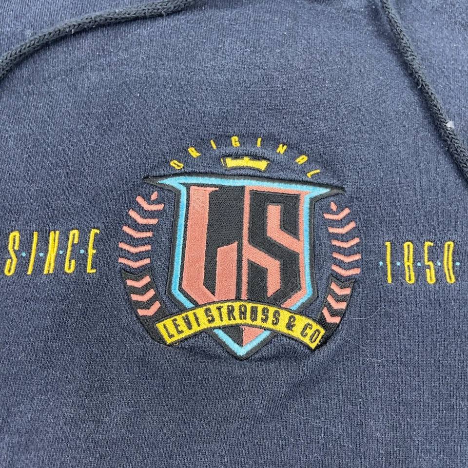 Vintage Levis Hoodie Men Large Black Sweatshirt Sweater 80s 90s USA Strauss Fade - Image 4 of 4