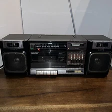 VTG Sony CFS-1000 Black AM/FM Stereo Cassette Recorder Player Boombox Read Desc
