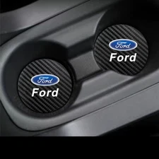 2PCS Car Accessories Water Cup Holder Pad Mat Coaster Carbon Fiber Look For Ford