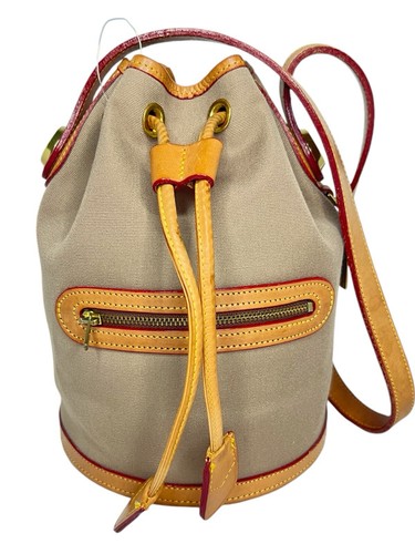 Dooney & Bourke Canvas Leather Small Drawstring Bucket Bag Made in Usa -Vintage