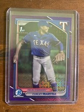 2024 Bowman Chrome Curley Martha Purple Refractor 37/250 Texas Rangers
