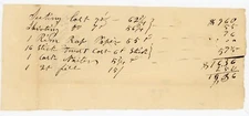 1836 Handwritten Receipt – Colby & Watson Bill for Textiles Paper Ink Supplies