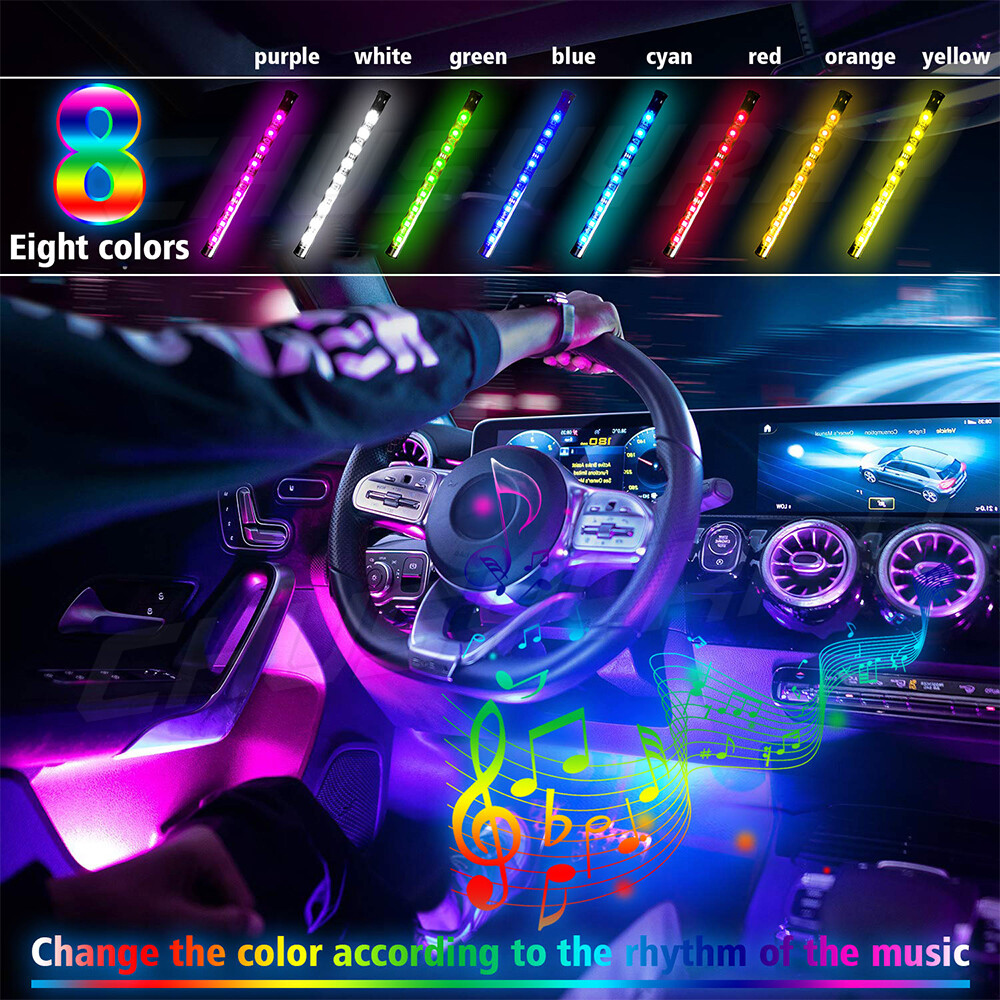 Car Nteror Footwell LED Strp Lghts RGB Multcolour Remote