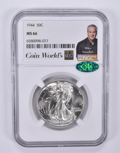 1944 Walking Liberty Half Dollar Miles Standish MS66 NGC CAC *9250