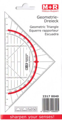 M + R Geodreieck transparent 16cm Lineal Geometrie Schulbedarf