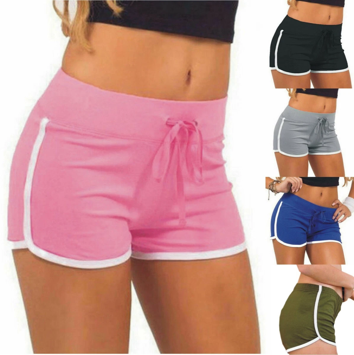 Girls Sports Shorts White lining piping Dancing Summer Gym Hot Pants trim 5  slim