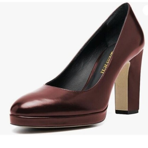 miss left Women Platform Closed Almond Toe Pumps ,Chunky High Heel Heels Shoes