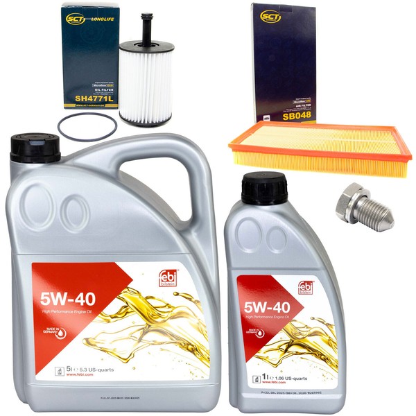 MotoröL Filter Set 5W-40 6 Liter + ÖLablassschraube FüR Audi Seat Leon VW Golf-image