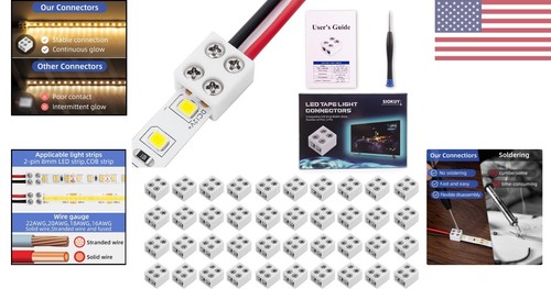 40 PCS 2-Pin 8mm Waterproof LED Strip Light Connectors - Reliable Screw Faste... - 第 2/9 張圖片