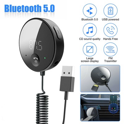 USB Bluetooth 5.0 Wireless Car FM Transmitter Aux Stereo Audio Receiver Adapter