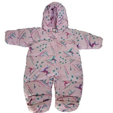Columbia Goose Down Hooded Snowsuit 6 Months Infant Pink Snuggly Bunny Bunting 