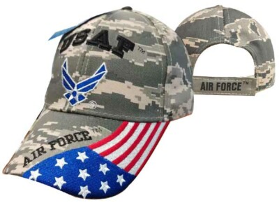 Official US Air Force Licensed AF Logo Flag on Bill Cap Hat Camo