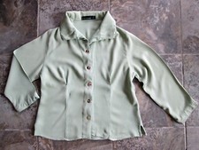 Cut Loose Small Shirt Blouse Light Green 100% Rayon Button Down Made in USA READ
