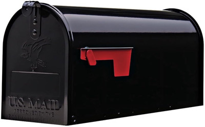 Medium Black Galvanized Steel Post-Mount Mailbox, 6.92 In. W X 8.87In. H X 20.05