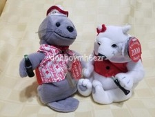 Coca Cola Coke 2000 Bean Bag Plush Seal Polar Bear stuffed animal LOT w/tags