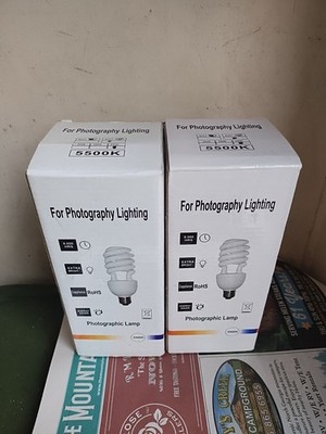 Lot of 2 E27 45W 5500K Photographic Light Bulbs Photography Lighting Lamp RoHS