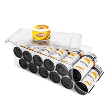 Skinny Can Organizer for Refrigerator Stackable Tall Soda Pop Holder Dispenser