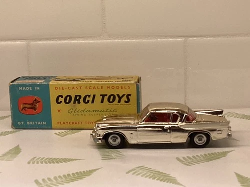 VINTAGE CORGI  #211S STUDEBAKER GOLDEN HAWK PLATED VERS. - MINT IN BOX. AWESOME.