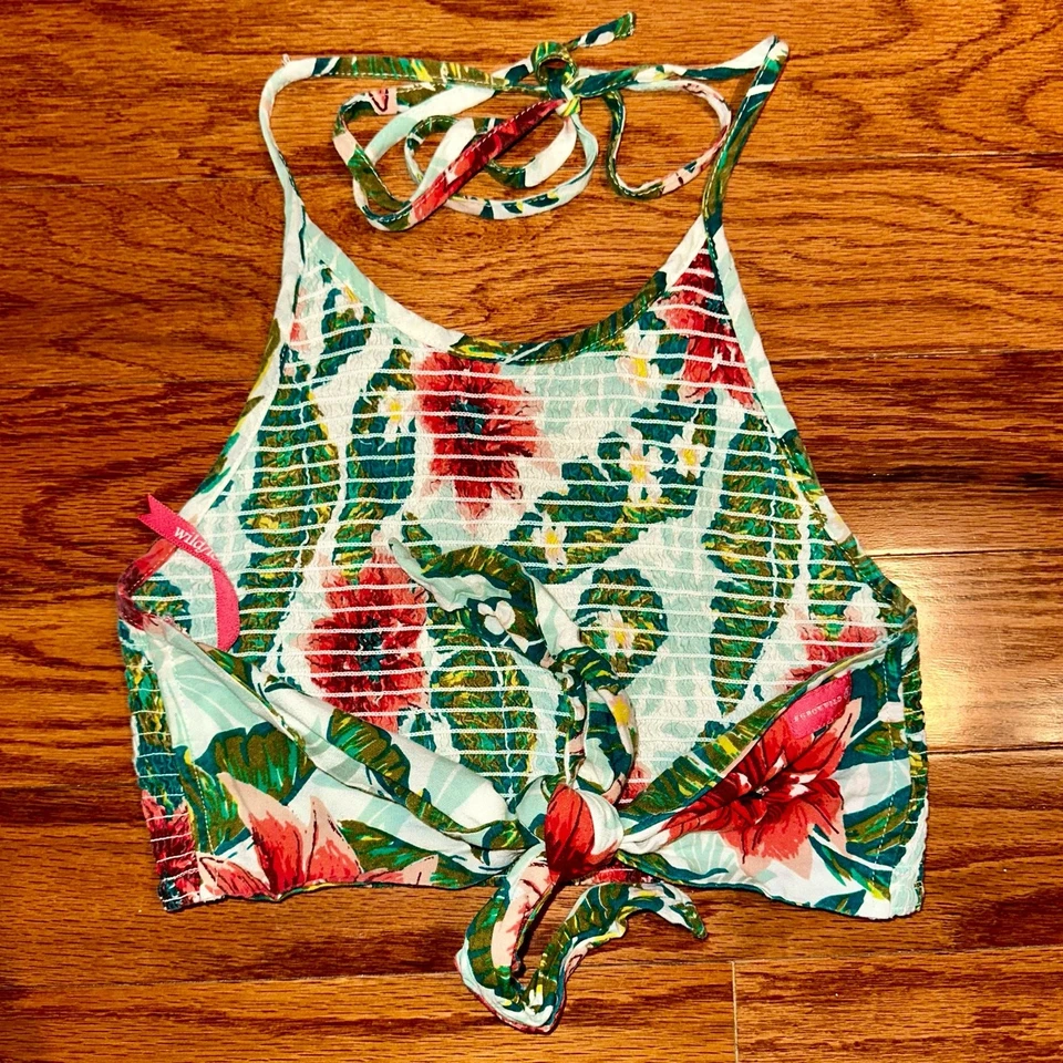 Wildflower x Element Eden Floral Tropical Crop Halter Top Size Medium - Image 4 of 4