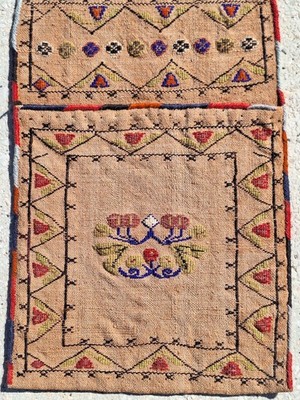 HandMade Anatolian Saddlebag, Crafted by Nomad Women, Vintage Embroidery Kilim