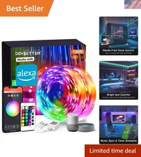 Easy to Install 100ft Color Changing LED Strip Lights - Remote & App Controlled