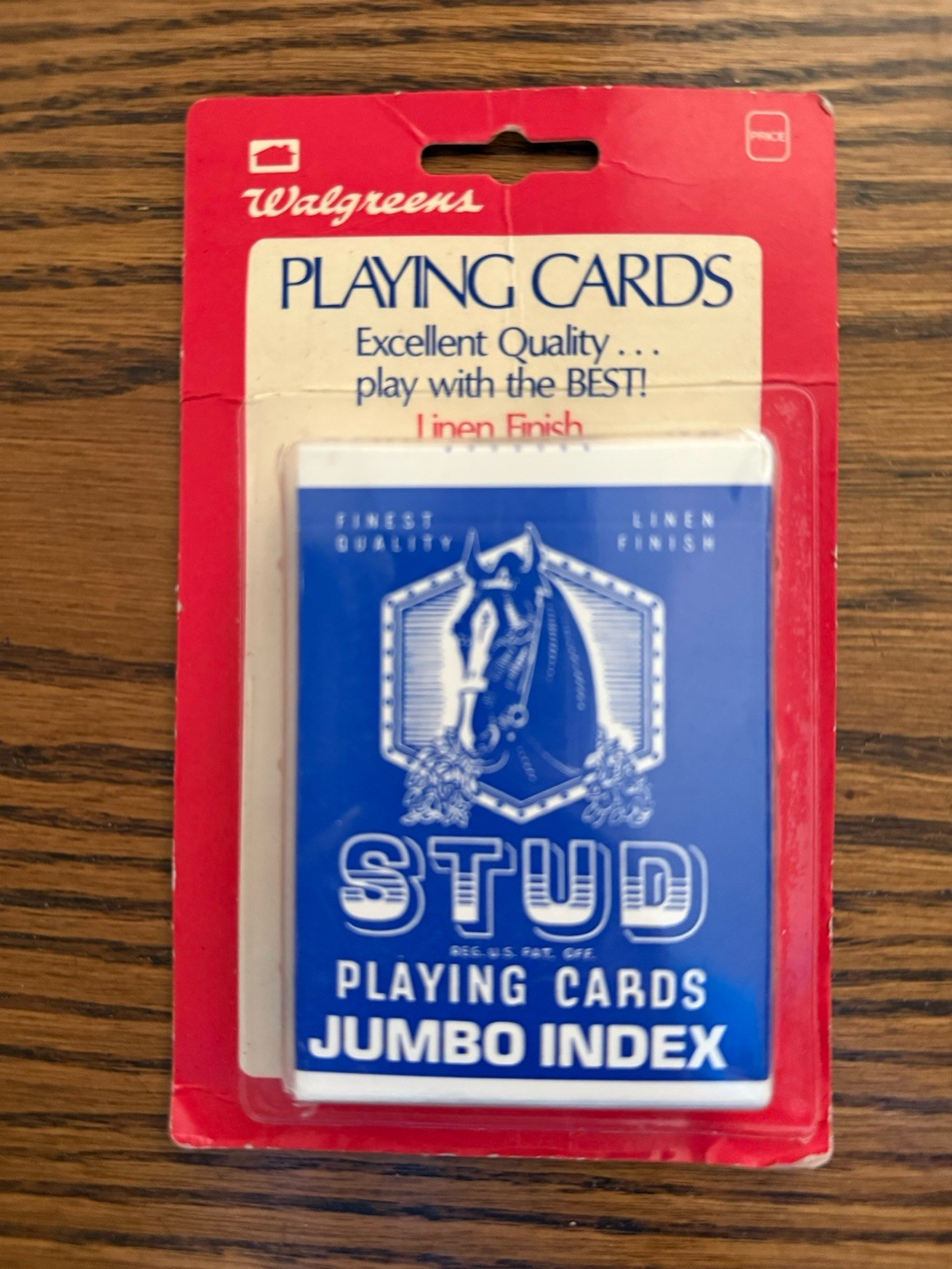 Sealed Vintage Stud Playing Card Red Deck Jumbo Index Walgreens Linen New