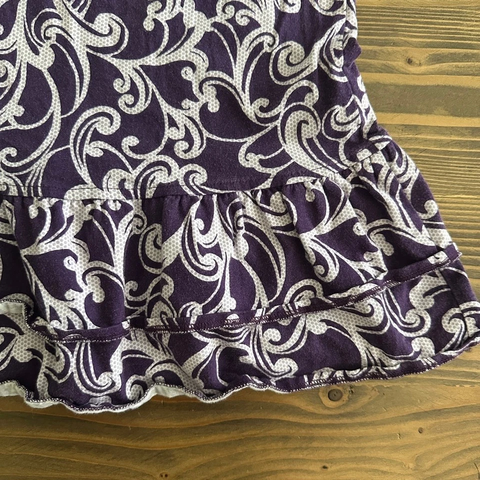 Vestido informal manga larga remolino blanco púrpura Lands’ End para niñas talla S (7-8) Foto 3 de 4