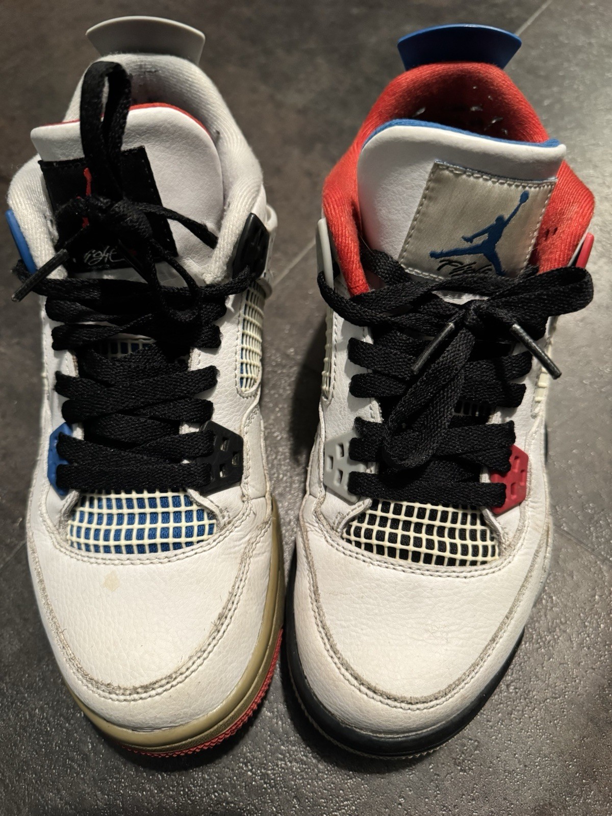 Nike Air Jordan 4 Retro GS White Blue Red Leather Basketball Shoes 6Y 408452-146 thumbnail 3