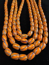 2  Long Strands 40” Matching Venetian Orange Tube African Trade Beads