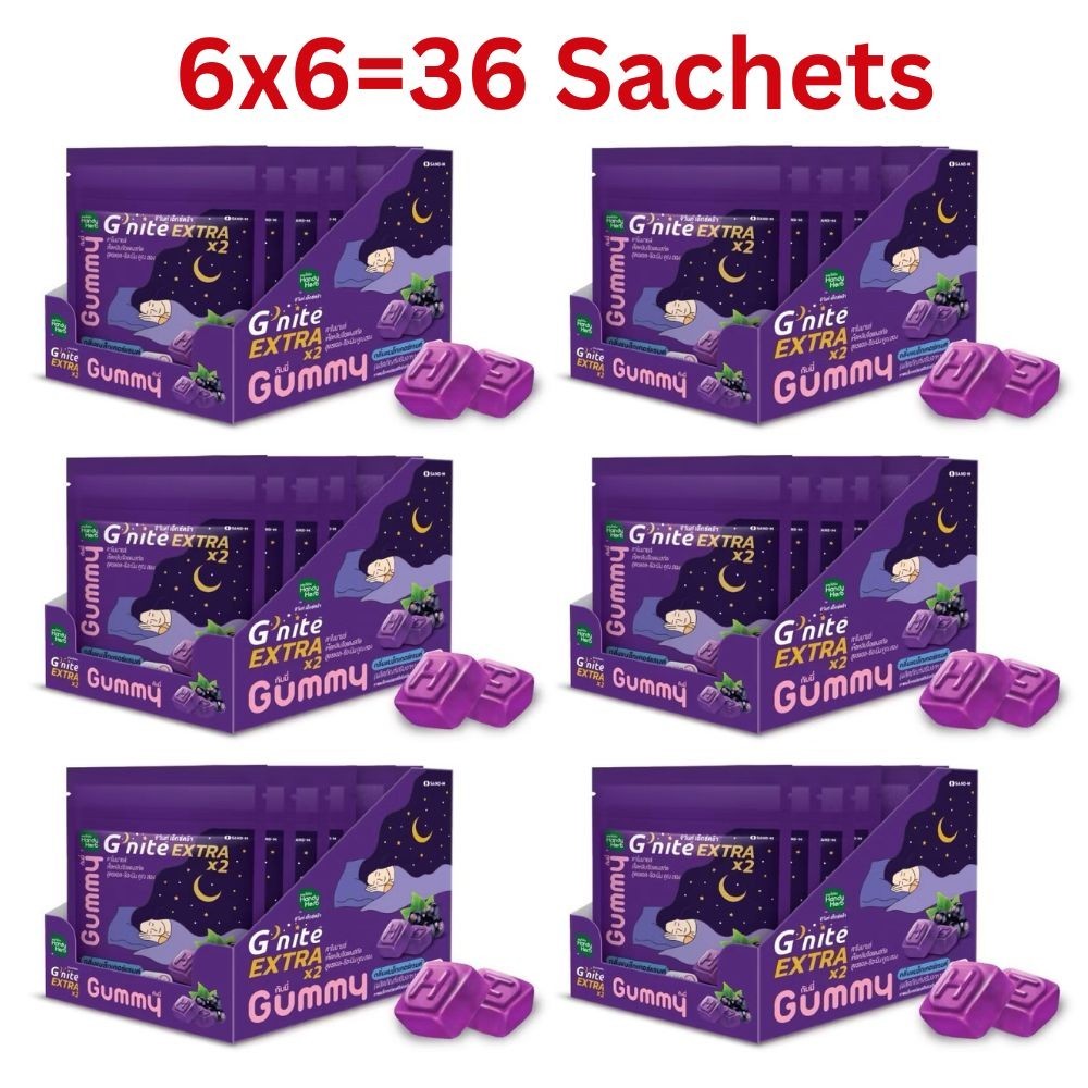6x Handy Herb G'nite Extra X2 Gummy For Better Sleep Blackcurrant
