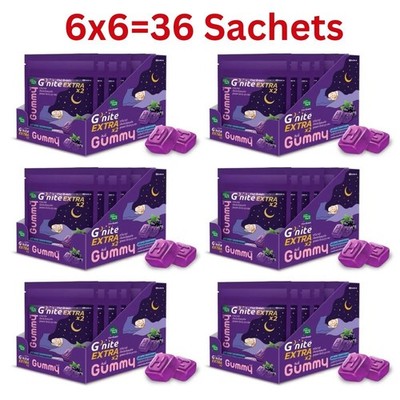 6x Handy Herb G'nite Extra X2 Gummy For Better Sleep Blackcurrant Flavor