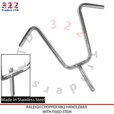 NUOVO MANUBRIO RALEIGH CHOPPER MK2 CON STELO FISSO ACCIAIO INOX