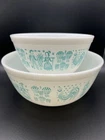 Pyrex Turquoise Amish Butterprint Mixing Bowls Big and Small Set of 2 401&403