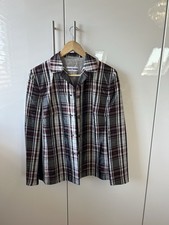 Vintage Gerry Weber Plaid Blazer Jacket Tartan Check Grey Burgundy UK 12 / EU 38