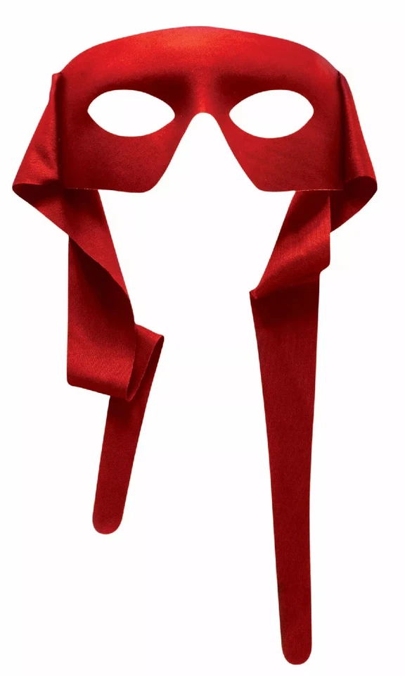 Red Cloth Masked Man Super Hero Bandit Eye Mask Adult Costume Accessory One Size - Image 2 of 4
