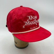 Vintage Dos Machos Billings MT Red Satin Checkerboard Rope Hat Strapback USA