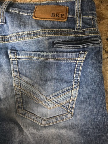 Jeans BKE Jake uomo 31R x 31,5 blu chiaro denim vestibilità dritta stile invecchiato - Foto 14 di 14