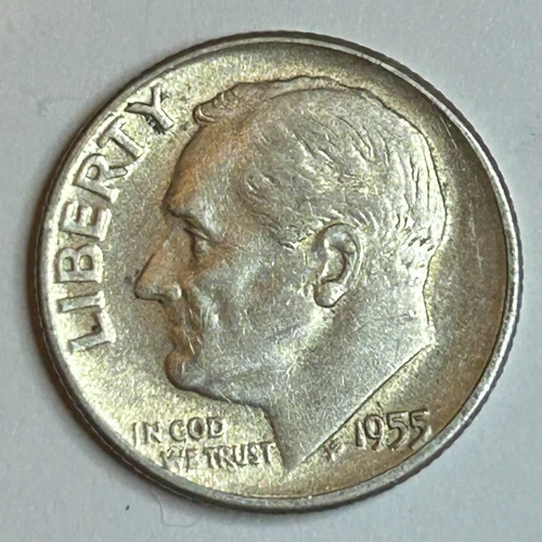 1955-P Roosevelt Dime 90% Silver U.S. 10c Coin Circulated as Pictured - 07