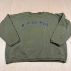 Vintage 90s BUM Equipment B.U.M. Sweatshirt XL Olive Green Boxy Logo Spell Out