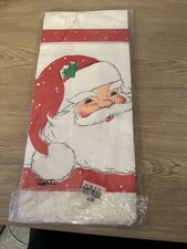 Stunning Vintage New Old Stock Paper Art Santa Paper Tablecloth Kitch Retro