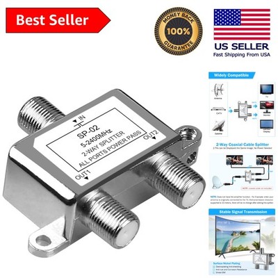 High-Quality Digital 2-Way Coaxial Splitter, 5-2400MHz, Ideal for Indoor/Outdoor