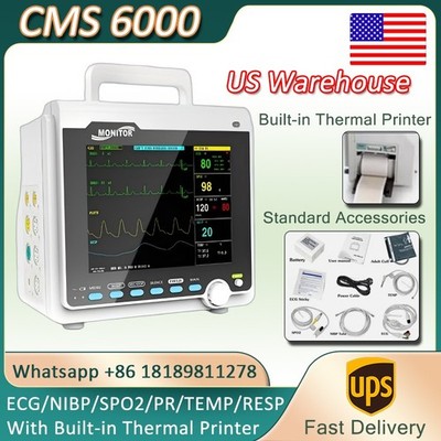 CMS6000 Patient Monitor Multi-parameter 8'' Screen Vital Sign Monitor w Printer
