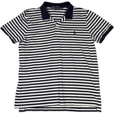 Ralph Lauren Sport Polo Blue White Striped Youth Boys XL Preppy