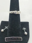Vtg 925 Sterling Silver Petite Buckle Ring Sz 4.75, 925 Sterling Ball Earrings